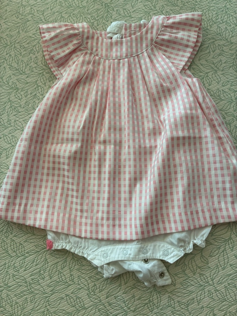 Janie and Jack Pink and White Gingham Dress with Bloomers